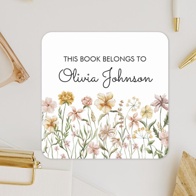 Watercolor Wildflower Meadow Bookplate (In situ)