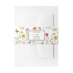 Watercolor Wildflower Meadow Botanical Wedding Invitation Belly Band