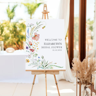 Watercolor Wildflower Meadow Bridal Shower Foam Board