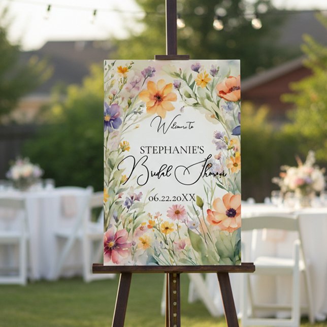 Watercolor Wildflower Meadow Bridal Shower Welcome Foam Board (Creator Uploaded)