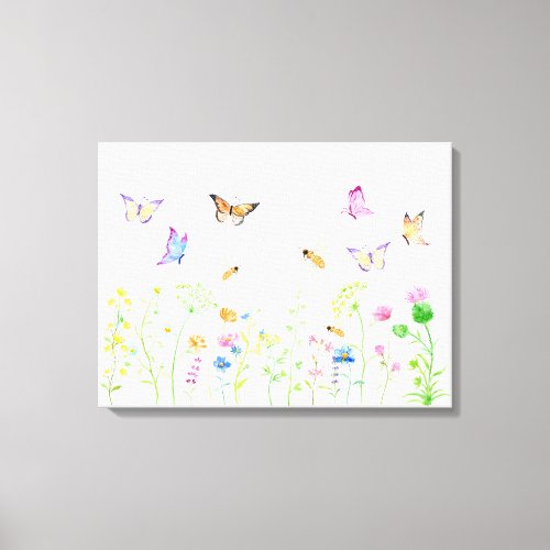 Watercolor Wildflower Meadow Canvas Print