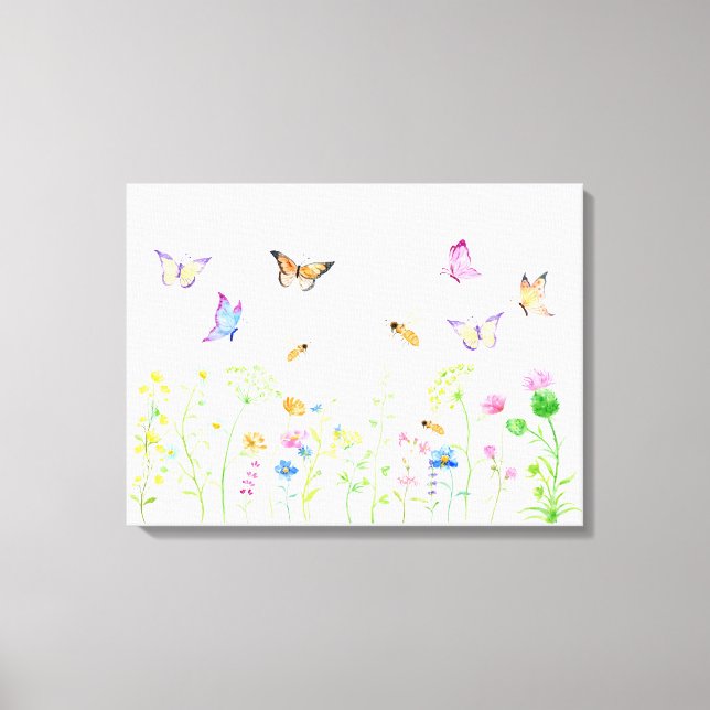 Watercolor Wildflower Meadow Canvas Print (Front)