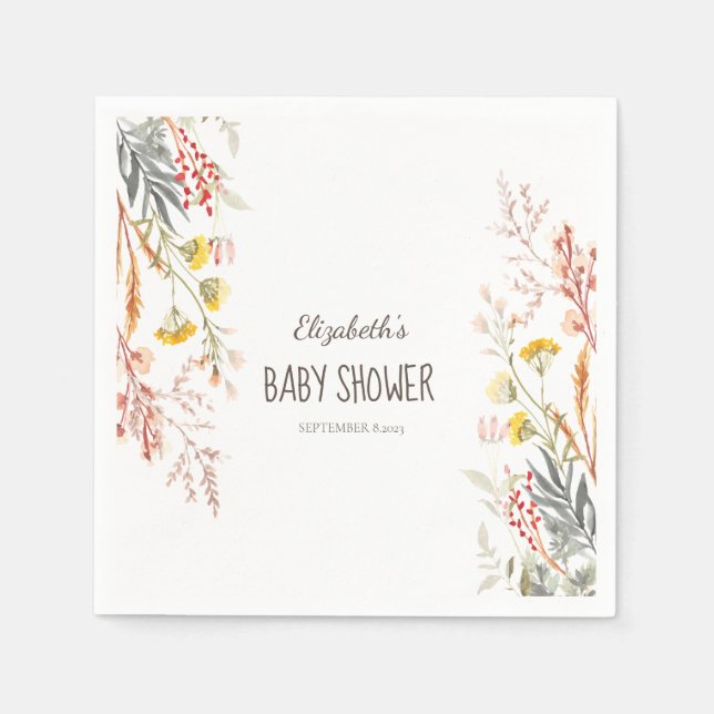  Watercolor Wildflower Meadow Dried Napkins (Front)