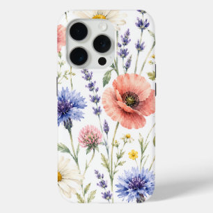 Watercolor Wildflower Meadow Floral iPhone 15 Pro Case