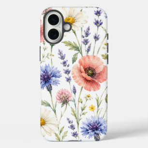 Watercolor Wildflower Meadow Floral iPhone 16 Plus Case