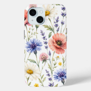 Watercolor Wildflower Meadow Floral iPhone 15 Case