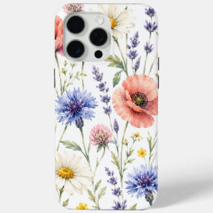 Watercolor Wildflower Meadow Floral iPhone 15 Pro Max Case