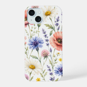 Watercolor Wildflower Meadow Floral iPhone 15 Case