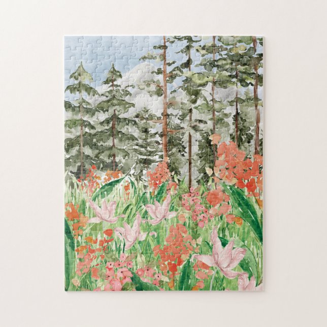 Watercolor Wildflower Meadow Floral Jigsaw Puzzle (Vertical)