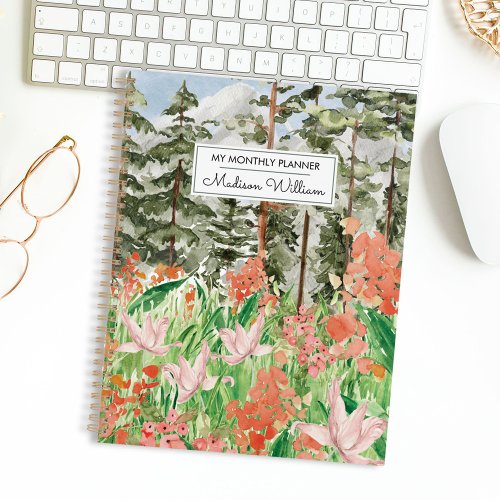 Watercolor Wildflower Meadow Floral Monthly 2024 Planner