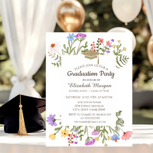 Watercolor Wildflower Meadow Graduation Invitation