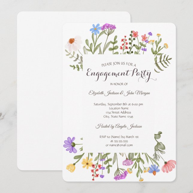 Watercolor Wildflower Meadow Invitation (Front/Back)