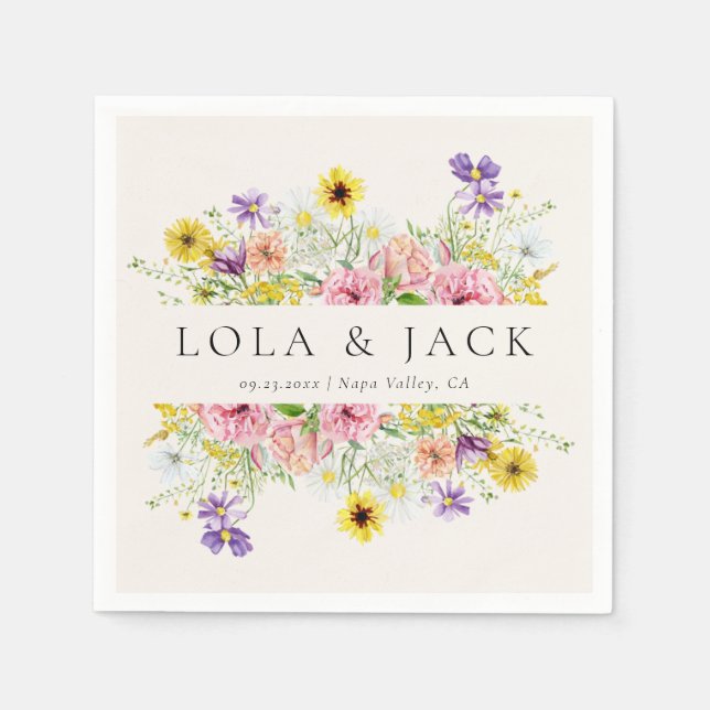 Watercolor Wildflower Meadow Napkins (Front)