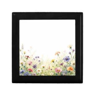 Watercolor Wildflower Meadow Pastel Floral Border Gift Box