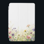 Watercolor Wildflower Meadow Pastel Floral Border iPad Mini Cover<br><div class="desc">Step into a dreamy summer meadow with this watercolor wildflower design that captures pure serenity and natural beauty. Delicate daisies, cosmos, and blooming field flowers in soft pastels lavender, pink, peach, blue, and yellow rise gracefully from lush green stems against a clean white background. The gentle, translucent brushstrokes and airy...</div>