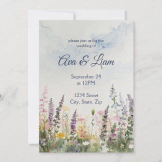 Watercolor Wildflower Meadow | Rustic Boho Wedding Invitation