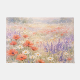 Watercolor Wildflower Meadow Scene Doormat