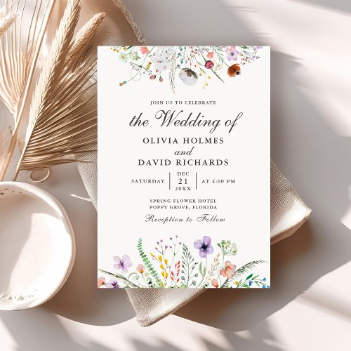 Watercolor Wildflower Meadow Wedding Invitation