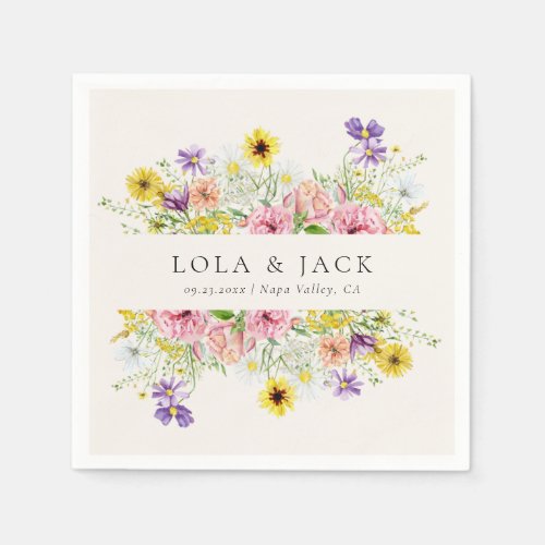 Watercolor Wildflower Meadow Wedding Napkins