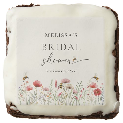 Watercolor Wildflower Meant To Bee Bridal Shower Brownie