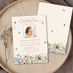 Watercolor Wildflower Memorial Celebration of Life Invitation