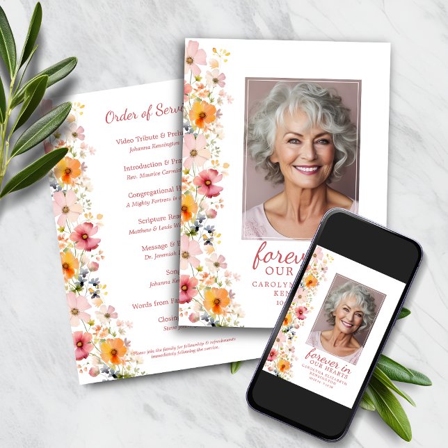 Watercolor Wildflower Memorial Service Program (Watercolor Wildflower Memorial Service Program)