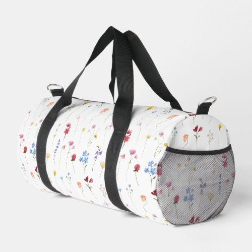 Watercolor Wildflower Minimalistic Pattern Cottage Duffle Bag