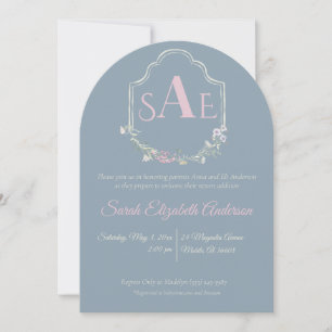 Watercolor Wildflower Monogram Crest Baby Shower Invitation