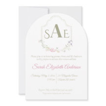 Watercolor Wildflower Monogram Crest Baby Shower