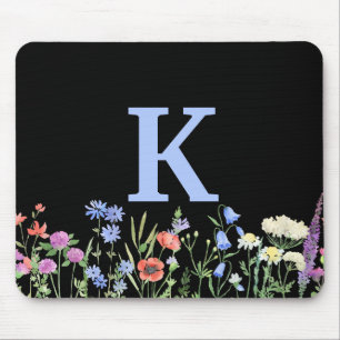 Watercolor Wildflower Monogram Mouse Pad