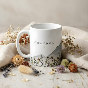 Watercolor Wildflower Mountain Grandma Coffee Mug