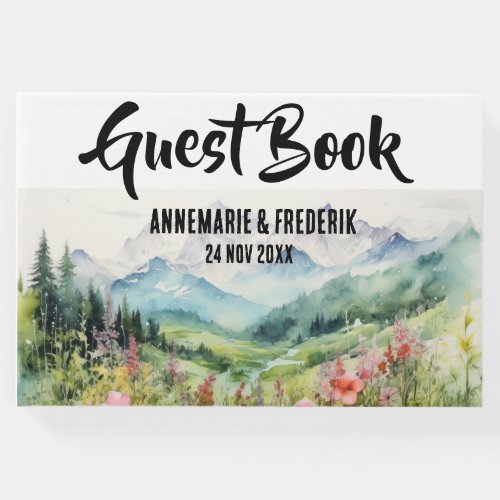 Watercolor Wildflower Mountain  Guest Book