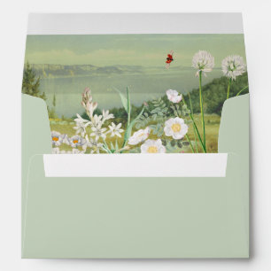 Watercolor Wildflower Mountain Landscape Wedding Envelope