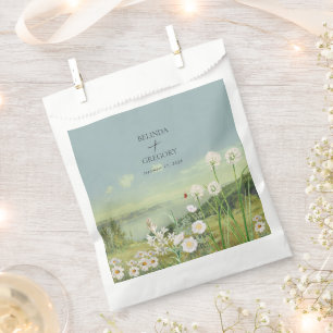 Watercolor Wildflower Mountain Landscape Wedding Favor Bag