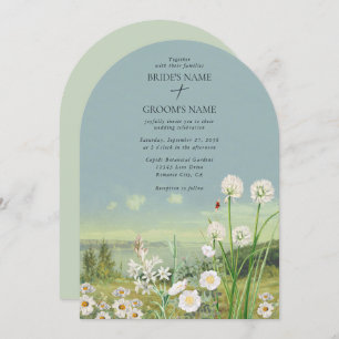 Watercolor Wildflower Mountain Landscape Wedding Invitation
