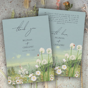 Watercolor Wildflower Mountain Landscape Wedding Thank You Card