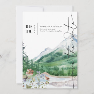 Watercolor Wildflower Mountain   Save the Date