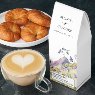 Watercolor Wildflower Mountain Wedding Favor Roasted Coffee
