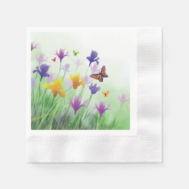  Watercolor Wildflower Napkins (Front)