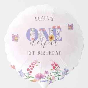 Watercolor Wildflower Onederful 1st Birthday Balloon