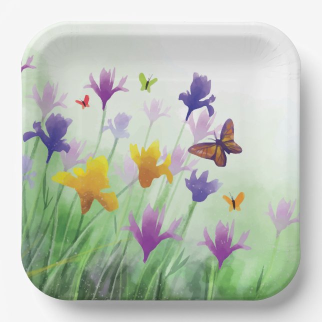 Watercolor Wildflower Paper Plates (Front)