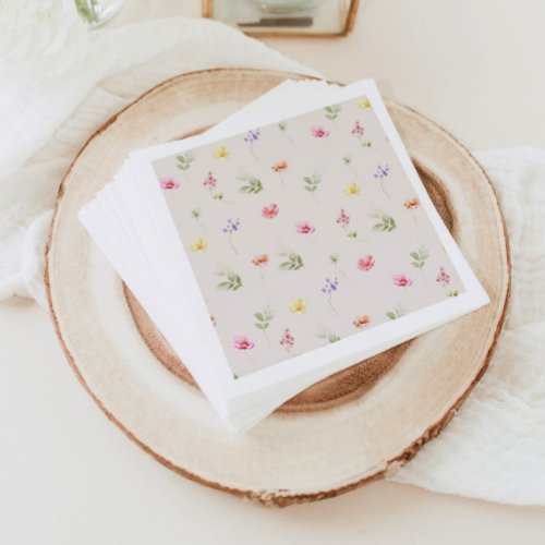 Watercolor Wildflower pattern baby shower Napkins