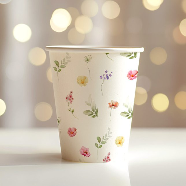 Watercolor Wildflower pattern baby shower Paper Cups (Creator Uploaded)