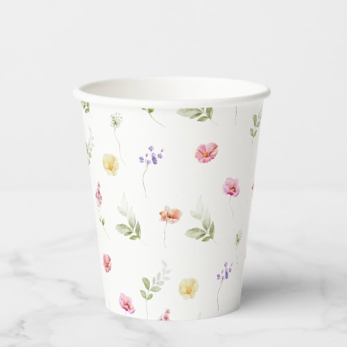 Watercolor Wildflower pattern baby shower Paper Cups