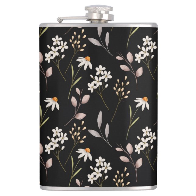  Watercolor WildFlower Pattern  Flask (Front)