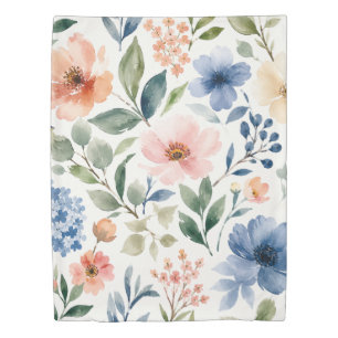 Watercolor Wildflower Pattern Modern Botanical Duvet Cover
