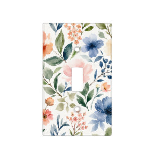 Watercolor Wildflower Pattern Modern Botanical Light Switch Cover