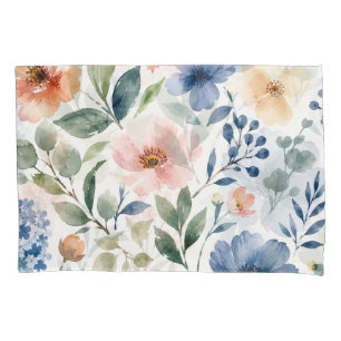Watercolor Wildflower Pattern Modern Botanical Pillow Case