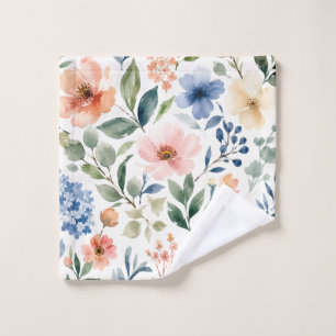 Watercolor Wildflower Pattern Modern Botanical Wash Cloth