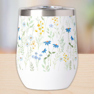 Watercolor Wildflower Pattern Thermal Wine Tumbler